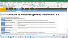 Load image into Gallery viewer, Planilha de Controle de Prazos de Pagamentos (Vencimentos) em Excel