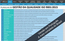Load image into Gallery viewer, Planilha de Gestão da Qualidade ISO 9001:2015 em Excel (Português)