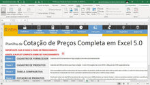 Load image into Gallery viewer, Planilha de Cotação de Preços Completa em Dasbhoard
