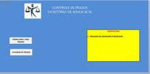 Load image into Gallery viewer, Planilha de Controle de Prazos Jurídicos em Excel
